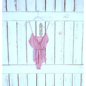 Vintage dusty rose pink nylon lace teddy lingerie